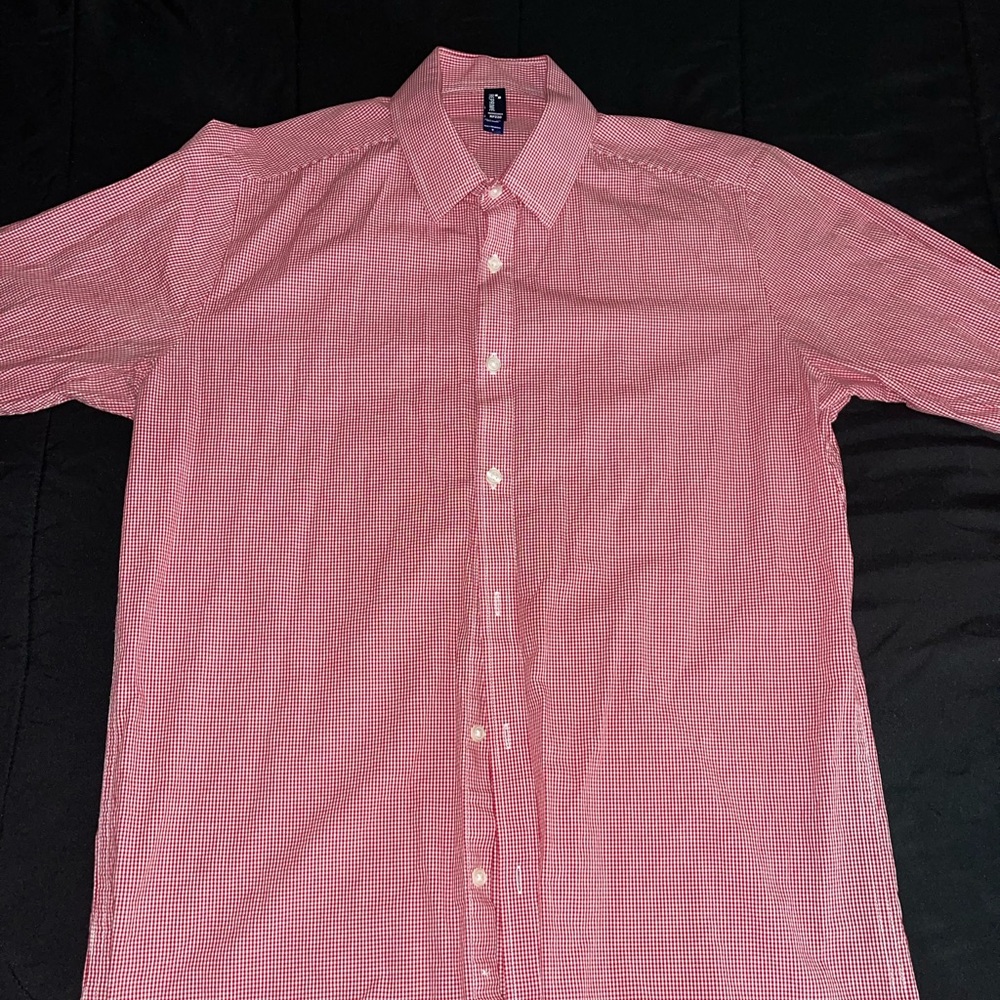 Red / white small squared Men’s Dress shirt